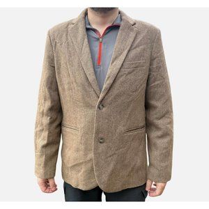 L.L. Bean Men's  Wool Primaloft Jacket 44 Brown Tan Herringbone Warm Blazer‎